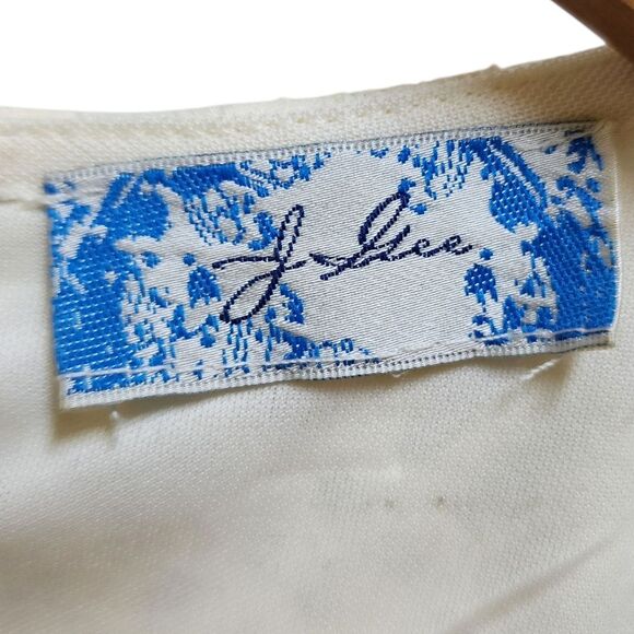 J Glee Dress Sz S Cream Floral Crochet Lace Overlay 3/4 Slv Lined Cottage Fairy - Picture 13 of 15